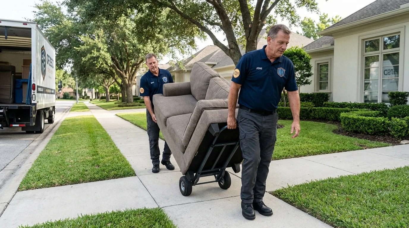 Local residential moving crew loading furniture in Lincoln Park, NJ