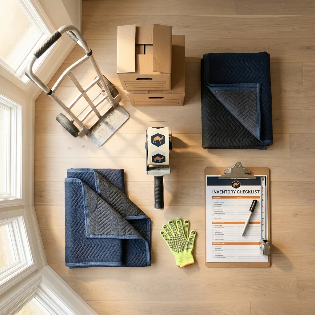 Professional moving supplies and packing materials layout for Lincoln Park residential relocations